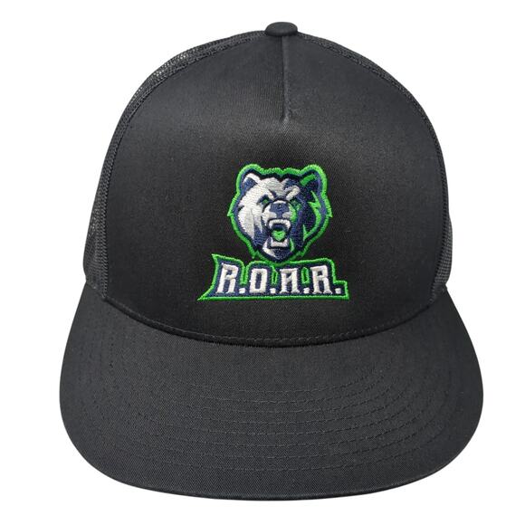 Roar Snapback Trucker Hat Black OS Adjustable Embroidered Mesh Back Sport-Tek - Picture 1 of 9